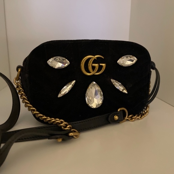 GUCCI - GG Marmont Shoulder Bag Crystal Embellish - Picture 2 of 3